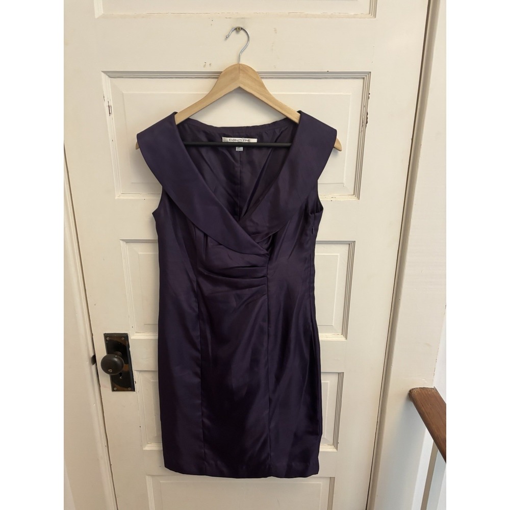 Evan Picone Purple Portrait Collar Sheath Dress Cocktail Formal Classic Size 6P‎